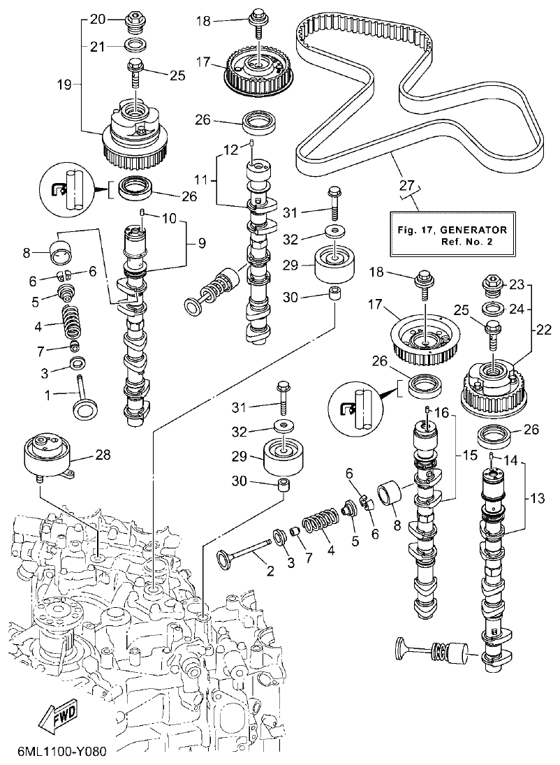 Yamaha F350BST, FL350BST VALVE parts diagram